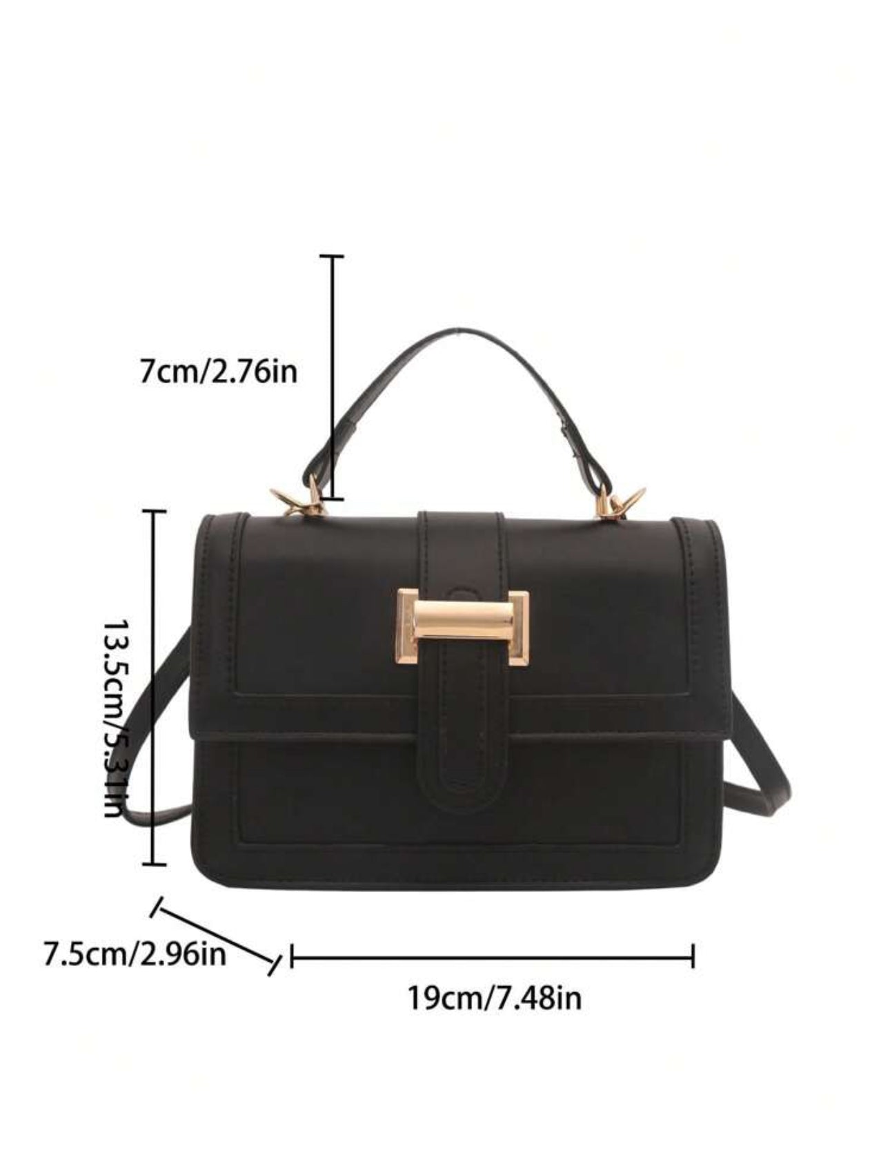 Cartera negra cuadrada con dorada