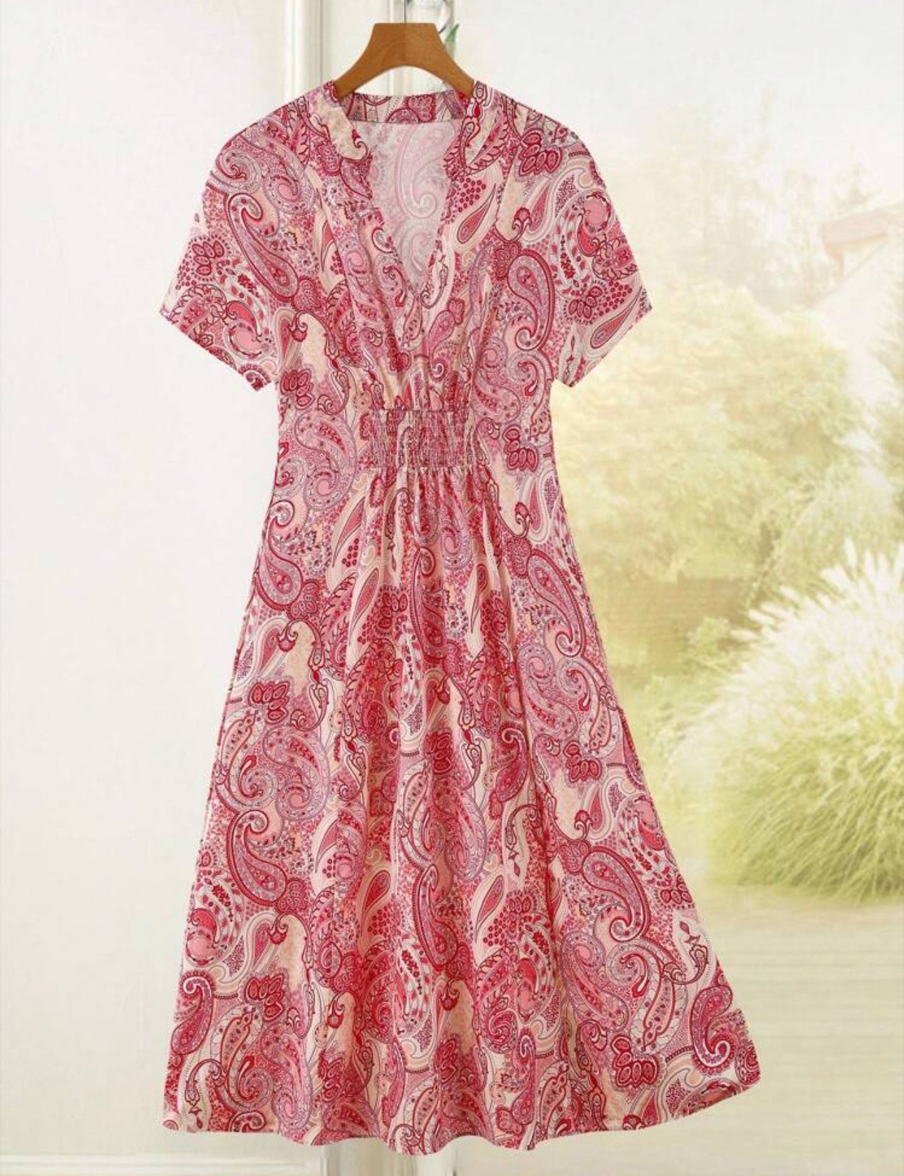 Vestido manga corta con elastico en la cintura