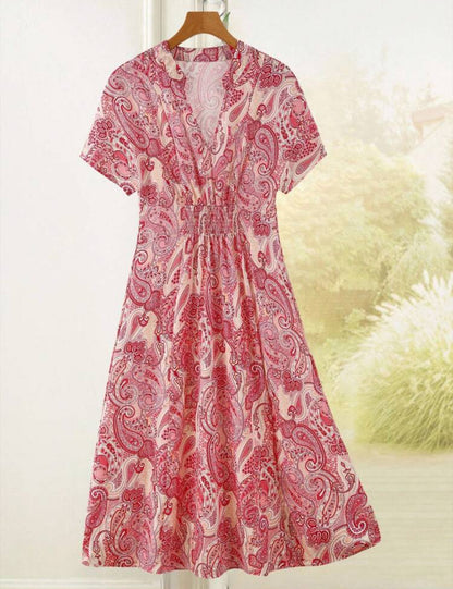 Vestido manga corta con elastico en la cintura