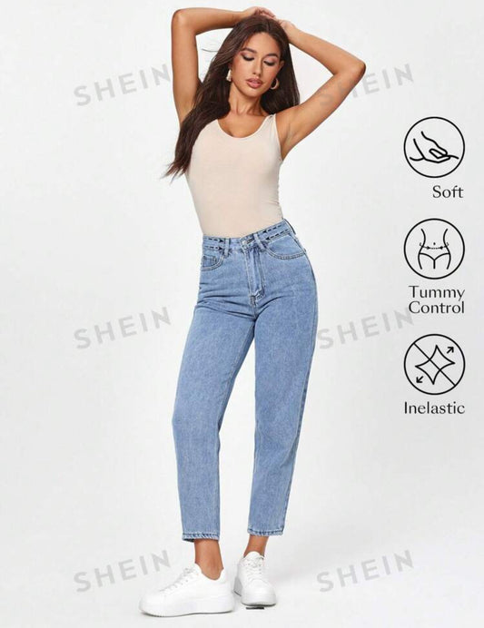 Jean claro con control abdominal