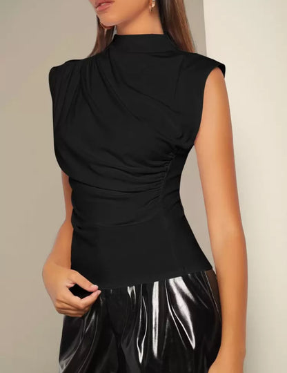 Camisa negra con fruncido