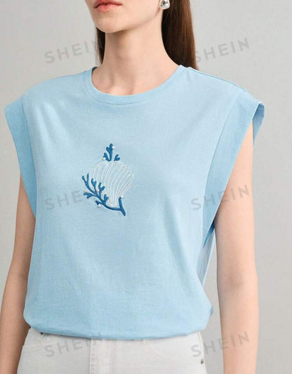 Camisa azul manga murciélago de algodón