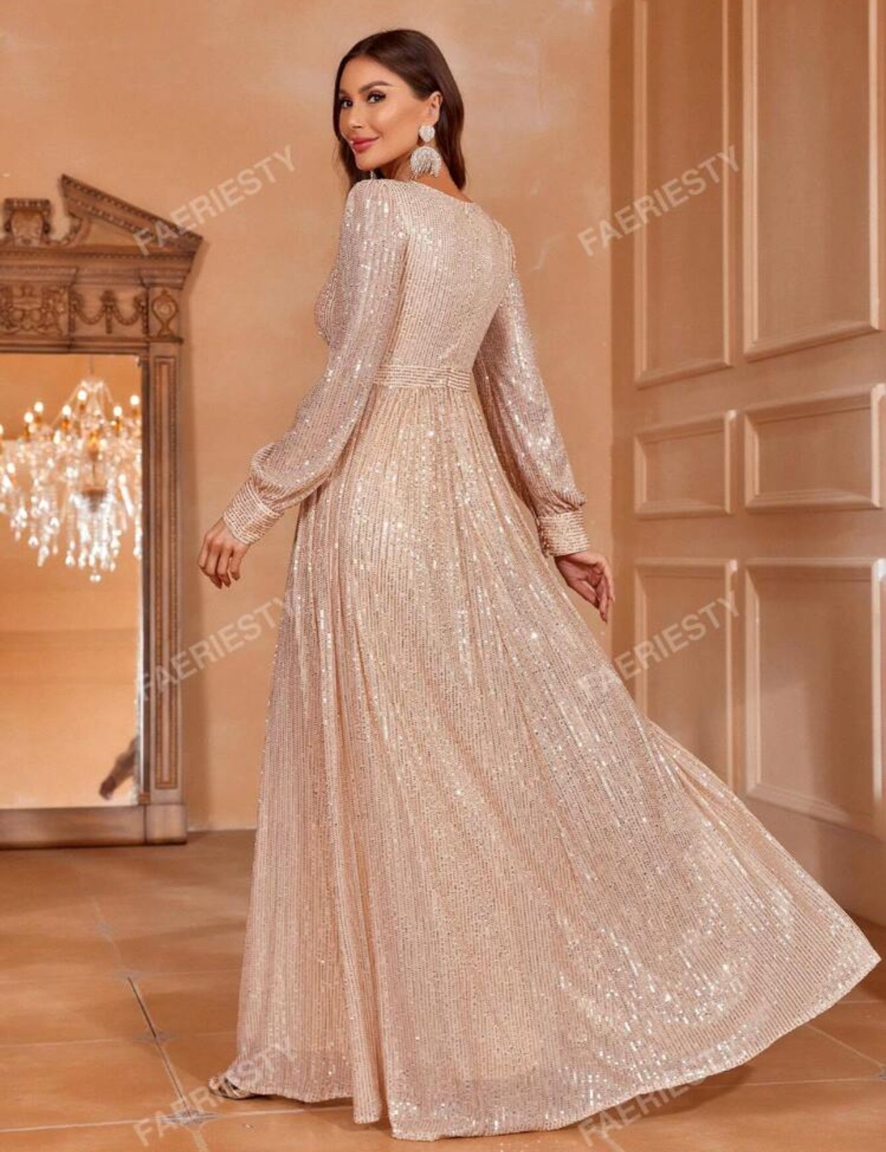 Vestido de fiesta cuello cruzado