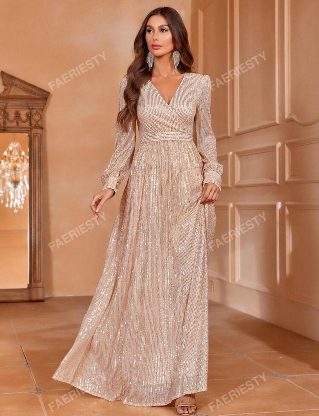 Vestido de fiesta cuello cruzado