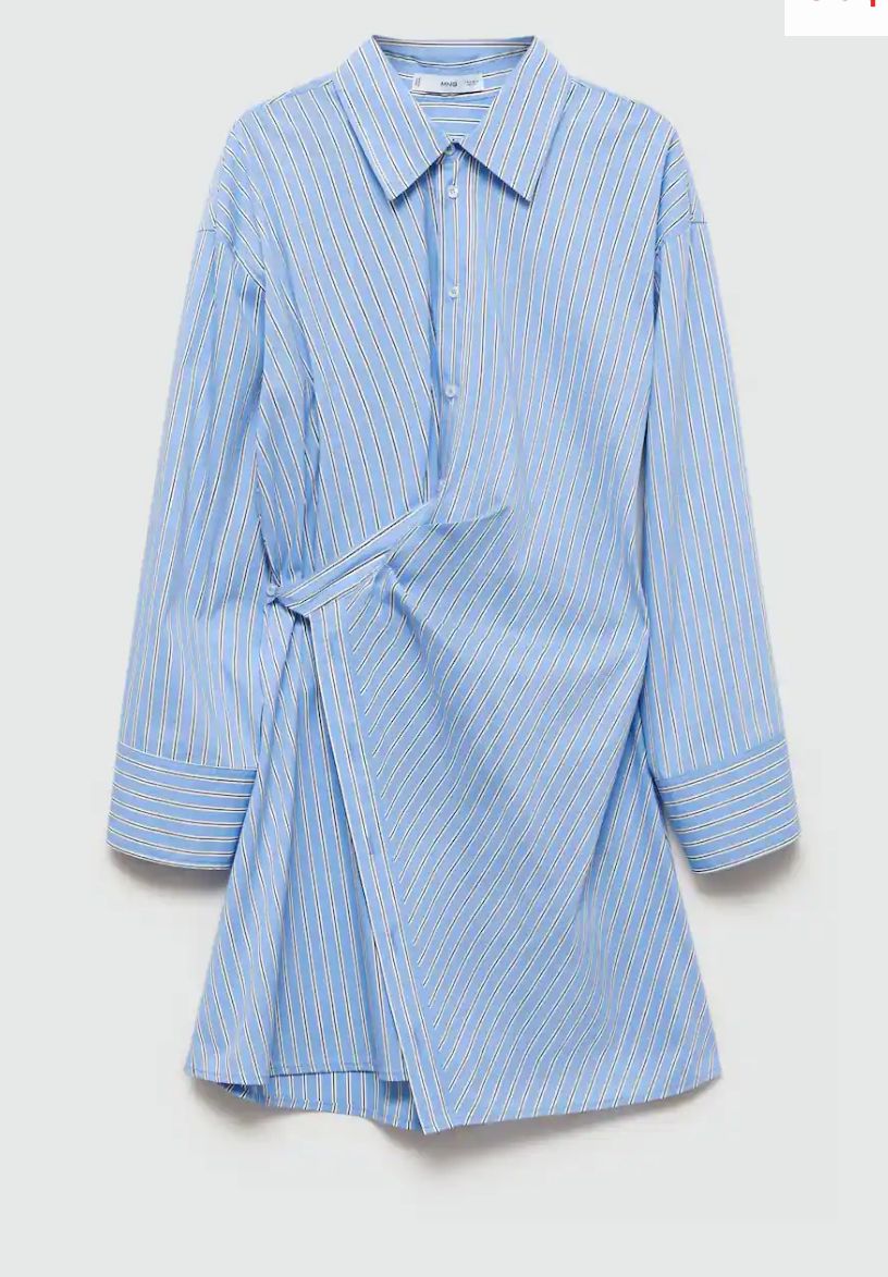 Vestido camisero cruzado rayas MANGO