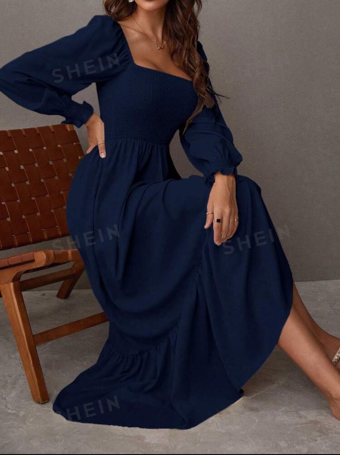 Vestido largo con elastico en la parte superior