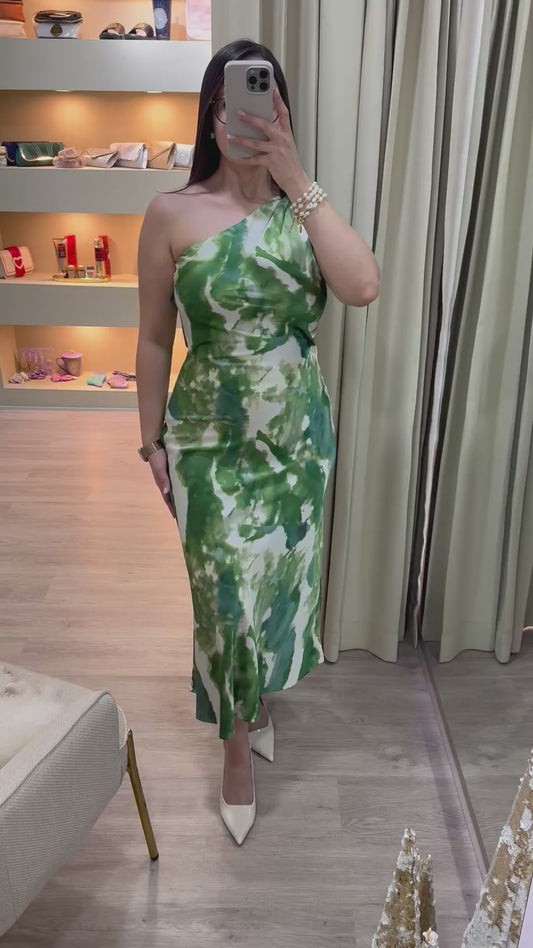 Vestido verde y blanco