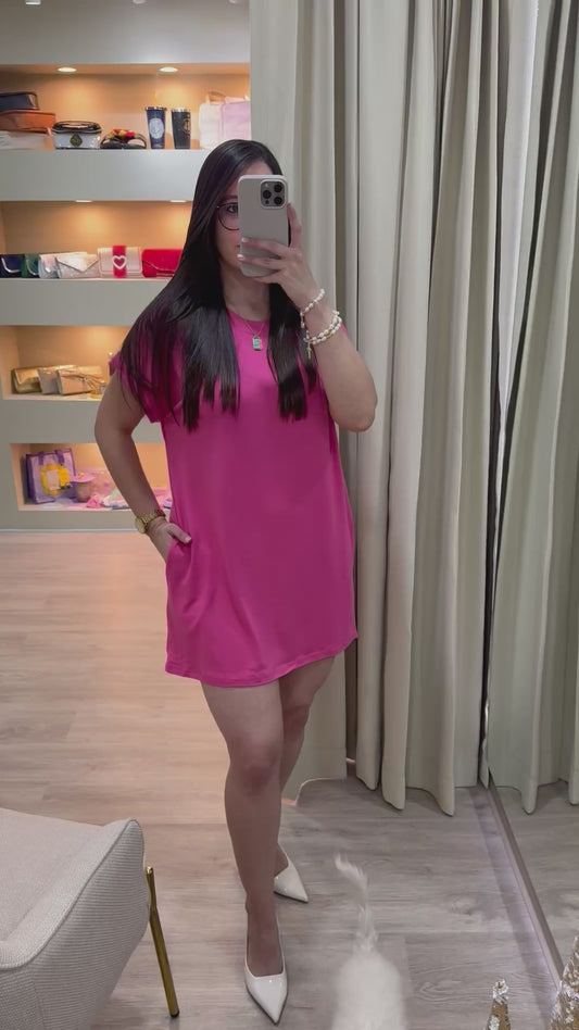 Vestido rosado con bosillos