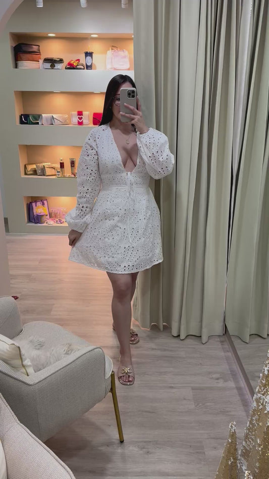 Vestido blanco manga larga