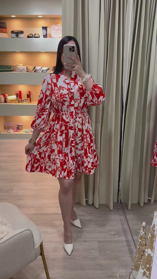 Vestido anaranjado estampado floral