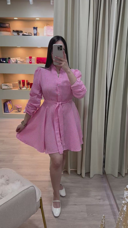 Vestido rosado y blanco