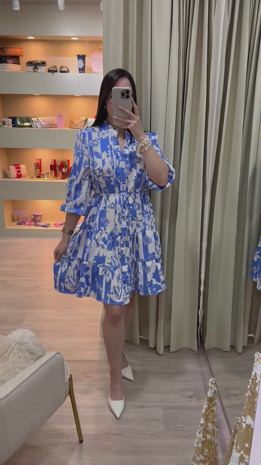 Vestido blanco y azul corto