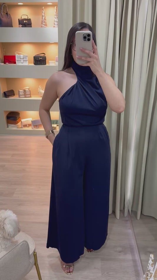Jumpsuit Azul de Pierna Ancha