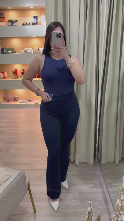 High-waisted pixie flare color azul marino OLD NAVY