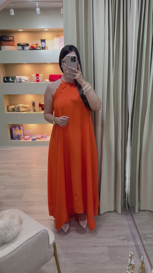 Vestido anaranjado largo