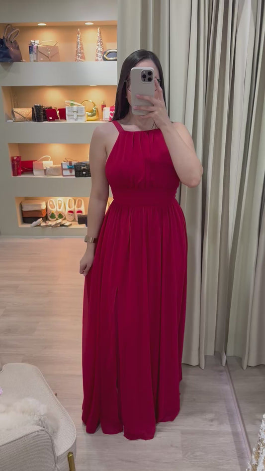 Vestido rojo formal largo