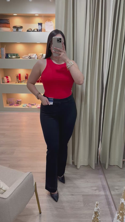 High-waisted pixie flare pants color negro OLD NAVY
