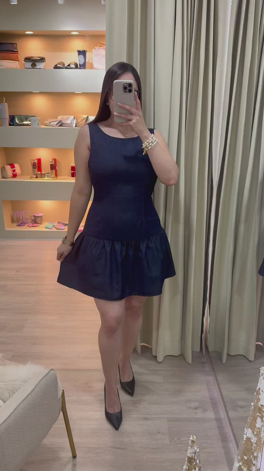 Vestido vaquero corto color azul oscuro