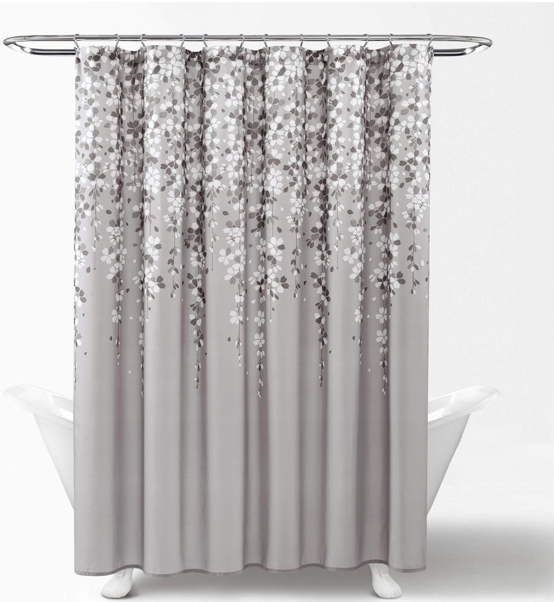 Lush Decor Weeping Flower Shower Curtain, 72" x72", 1 Cortina de Baño Gris
