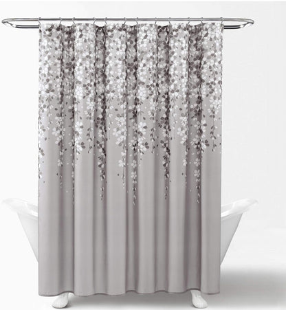 Lush Decor Weeping Flower Shower Curtain, 72" x72", 1 Cortina de Baño Gris