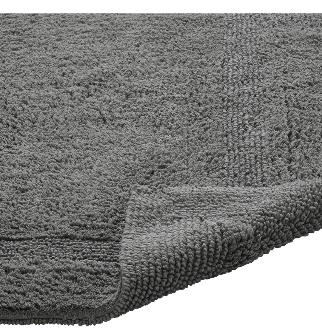 Better Trends Luxury Bath Rug, 100% Cotton 21" x 34" Bath Room Mat Extra Soft Tufted Water Absorbent & Reversible Machine Washable, 1 Alfombra de Baño Gris