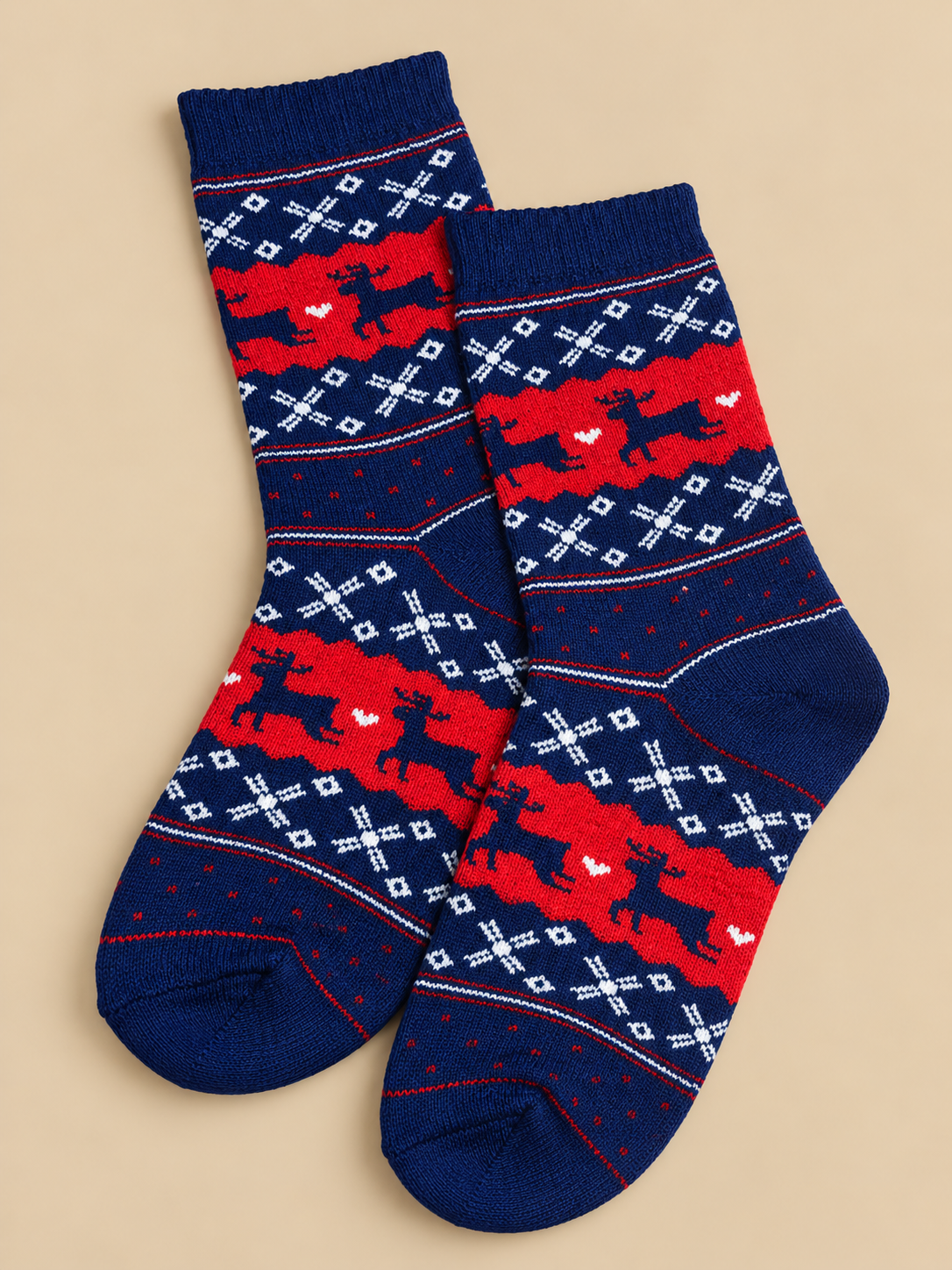 Calcetines de Renos azul y rojo