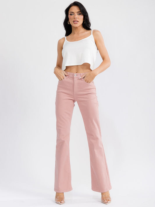 Pantalon Jean Rosado Acampanado