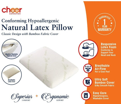 Cheer Collection Latex Foam Pillow for Sleeping with Soft Washable Bamboo Cover, 1 Almohada