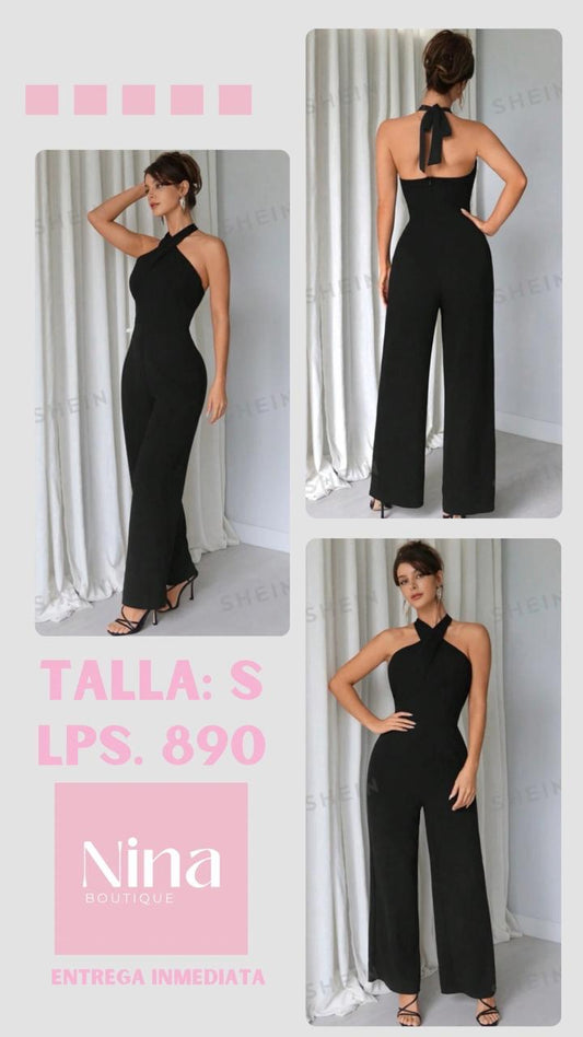 Jumpsuit negro de pierna ancha