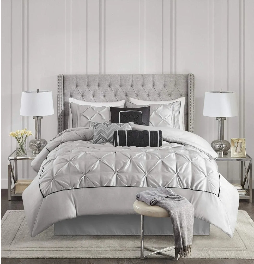 Madison Park Laurel Cozy Comforter Set - 7 Piece, King, Gris