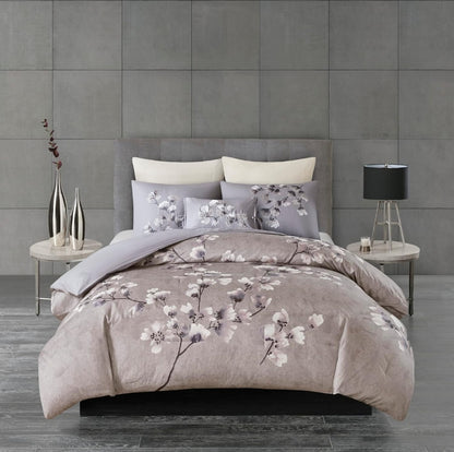 Natori Sakura Cotton Comforter Reversible Solid Cherry-Blossom, Queen, Lila