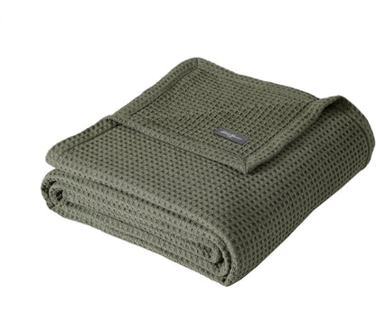 Eddie Bauer Waffle Weave Blanket Green Soft, Medium Weight, Softens Every Wash, Bedding, Bedroom Decor, 1 Colcha Verde, Queen