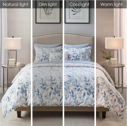Madison Park Essentials Reversible Comforter Modern Botanical Print 104"x92", Azul, 8 Piezas, King