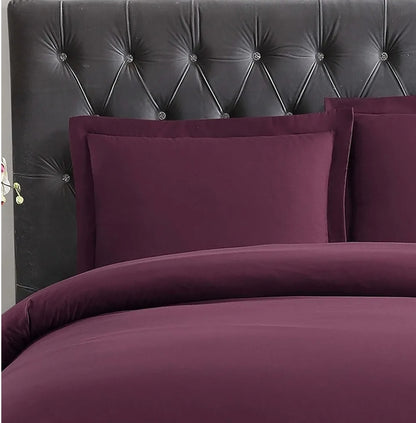TRULY SOFT Everyday Duvet Set Burgundy Polyester 3 Piezas, Full/Queen Duvet Set, morado