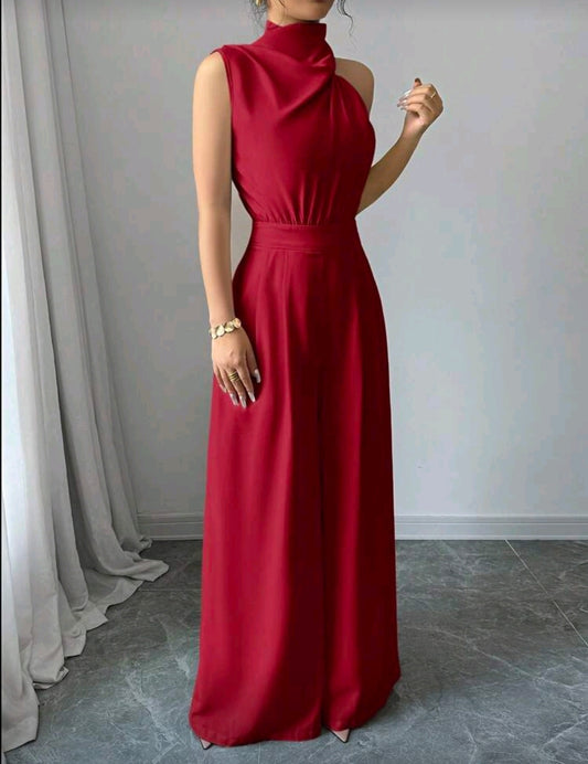 Jumpsuit Rojo de Pierna Ancha