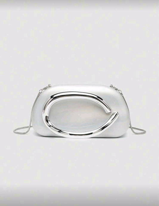 Cartera Plateada Estilo Clutch de Acrílico