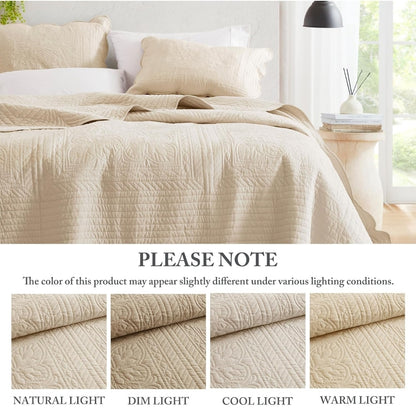 Madison Park Tuscany Quilt Set Damask King/Cal King 108"x96" Medallion Cream, 3 Piezas, King
