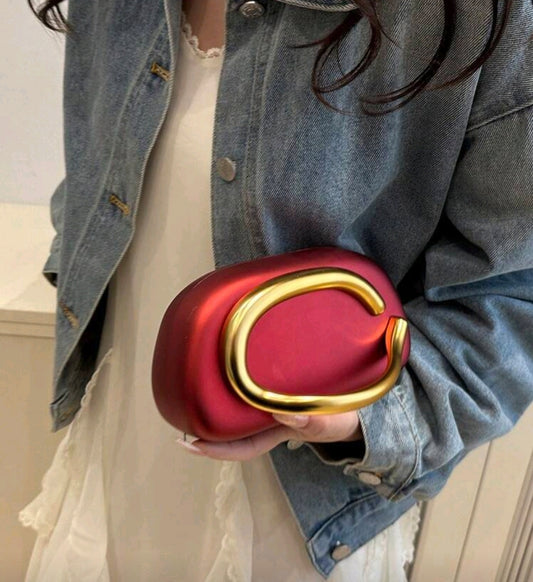 Cartera Estilo Clutch Rojo y Dorado