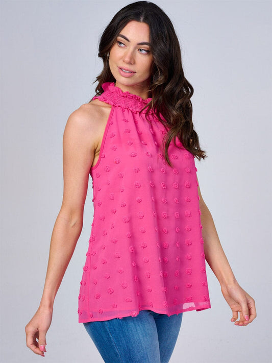 Top fucsia con cuello halter sin mangas
