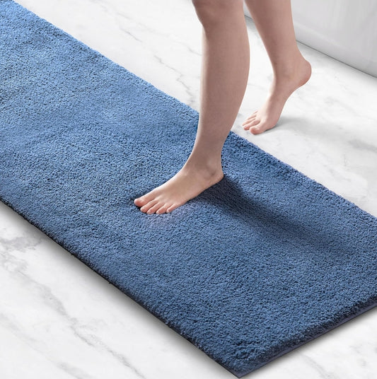 Madison Park Signature Marshmallow Bathroom Rug Non Slip, Luxrurious Plush Bath Mat, Absorbent, Quick Dry, Spa Design Bath Room Décor, 24x72, 1 Alfombra de Baño Azul