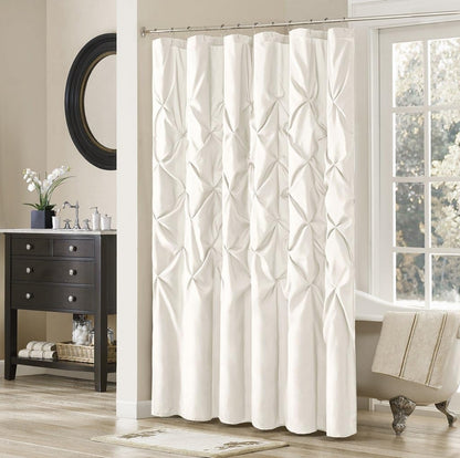 Madison Park Laurel White Shower Curtain, Solid Transitional Shower Curtains for Bathroom, 72 X 72, 1 cortina de baño, Blanco