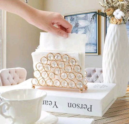 Portaservilletas Dorado de metal con cristal