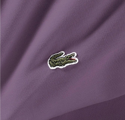Lacoste 100% Cotton Percale Solid Sheet Set Plum, Morado, 4 Piezas, Queen