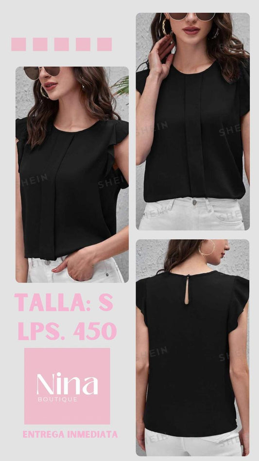 Blusa negra de mangas cortas