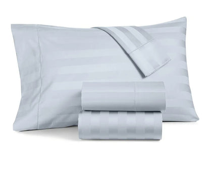 Charter Club Damask Stripe Sheet Set, 550 Thread Count 100% Supima Cotton Vapor, Azul Claro, 4 Piezas, King