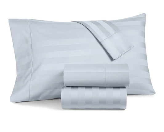 Charter Club Damask Stripe Sheet Set, 550 Thread Count 100% Supima Cotton Vapor, Azul Claro, 4 Piezas, King