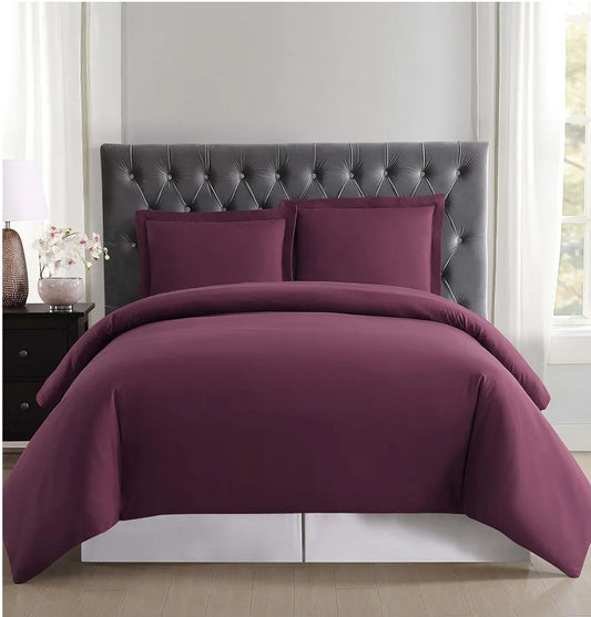 TRULY SOFT Everyday Duvet Set Burgundy Polyester 3 Piezas, Full/Queen Duvet Set, morado