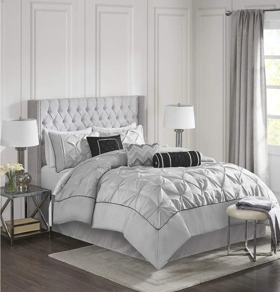 Madison Park Laurel Cozy Comforter Set - 7 Piece, King, Gris