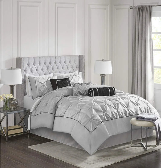 Madison Park Laurel Cozy Comforter Set - 7 Piece, King, Gris