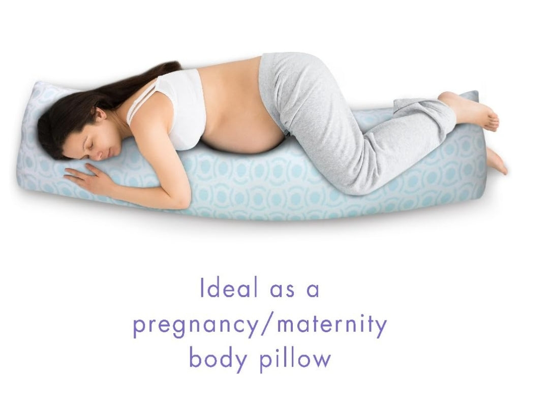 Almohada extra grande para embarazadas LOFTWORKS, Big and Soft Extra Long Memory Foam Body Maternity Pregnancy Pillow, 18" W x 60" L, Azul Claro